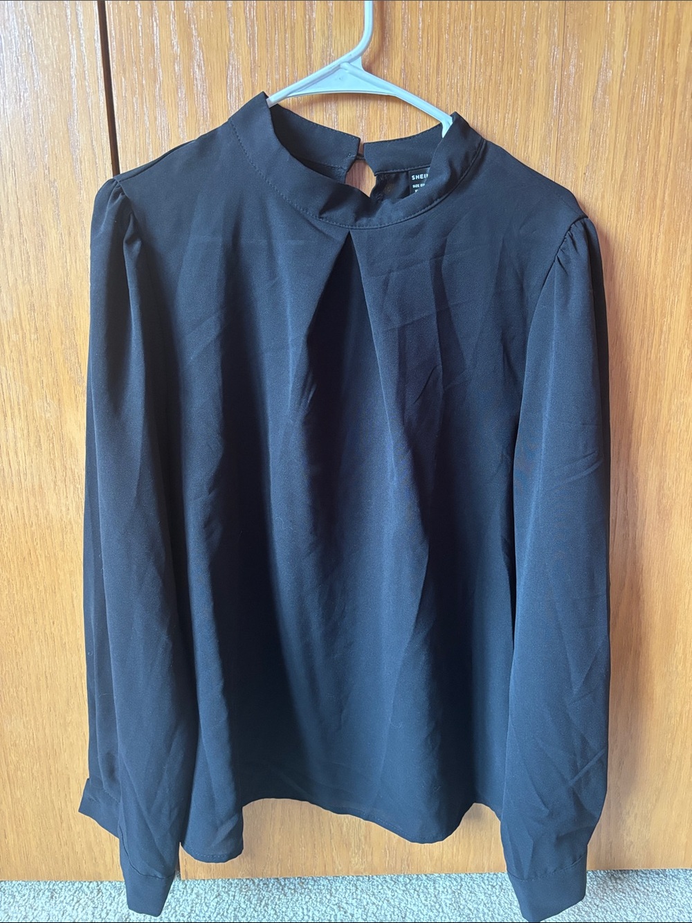 SHEIN Black Long Sleeve Mock Neck Blouse